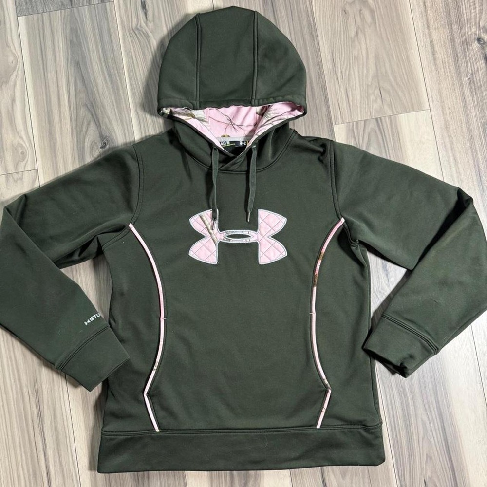 Under Armour women's pink and green camouflage hoodie in a size medium